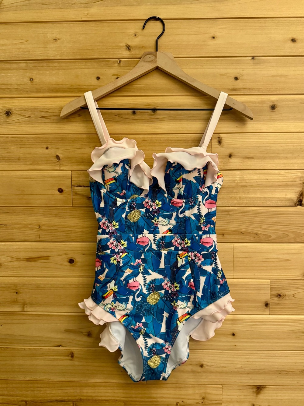 Collectif X Playful Promises 6/Small Toucan Frilled Balcony One Swimsuit Pinup